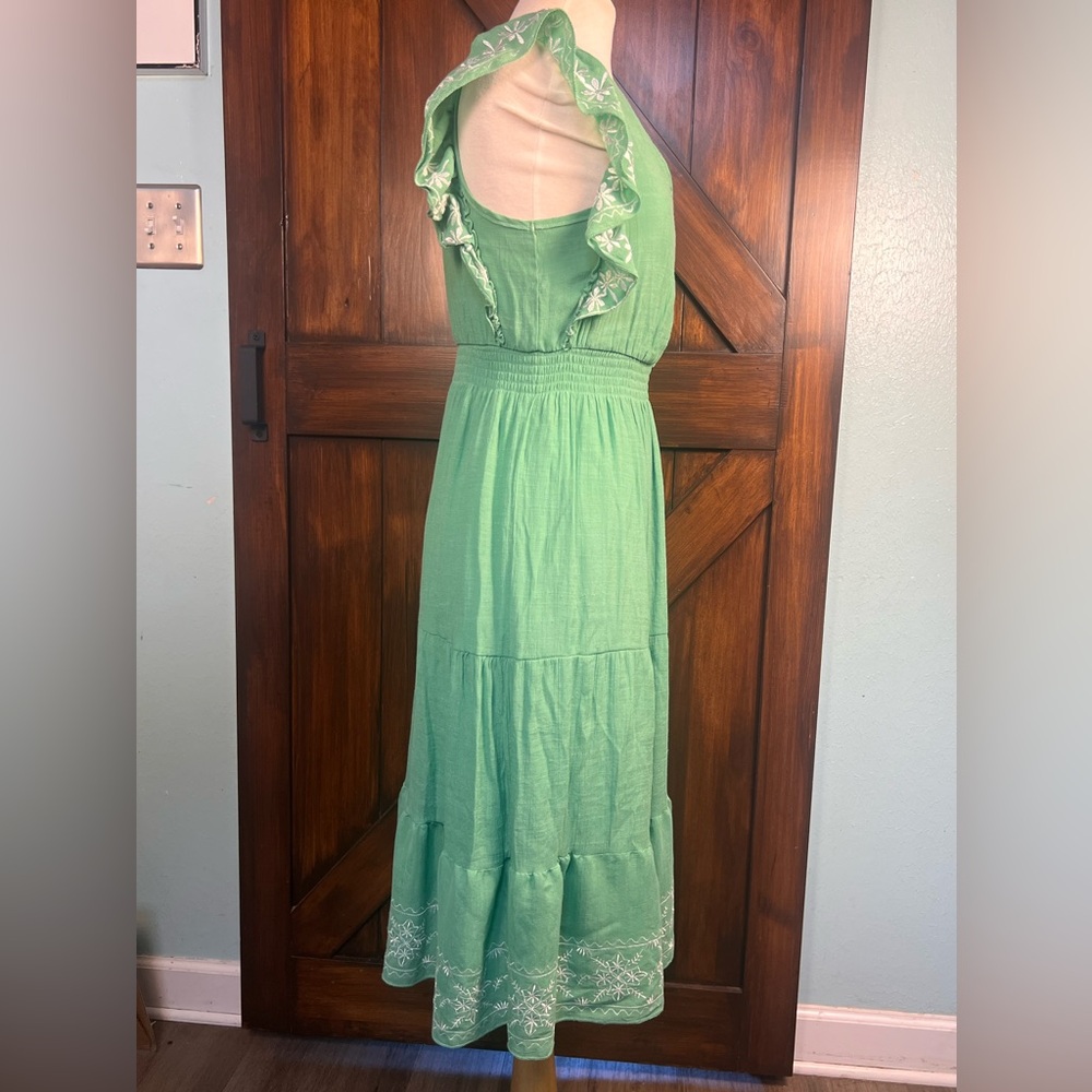 Kings Road‎ Green Ruffled Bohemian Cottagecore Women's M Dress - Picture 6 of 9